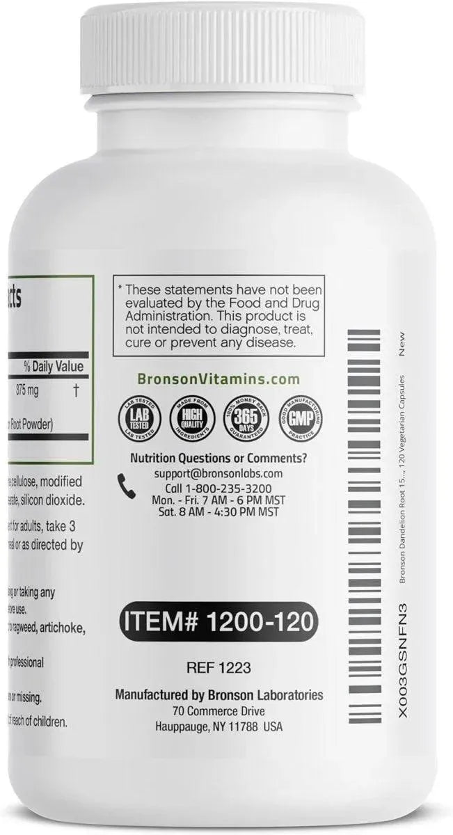 BRONSON - Bronson Dandelion Root 120 Capsulas - The Red Vitamin MX - Suplementos Alimenticios - {{ shop.shopifyCountryName }}
