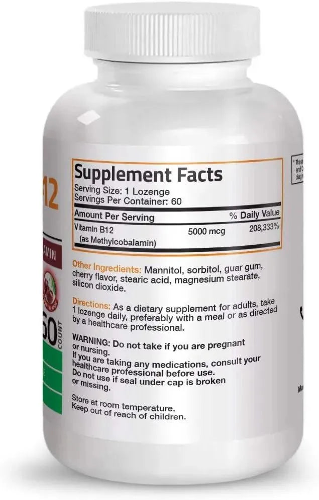 BRONSON - Bronson Methyl B12 5000mcg Vitamin B12 60 Tabletas - The Red Vitamin MX - Suplementos Alimenticios - {{ shop.shopifyCountryName }}