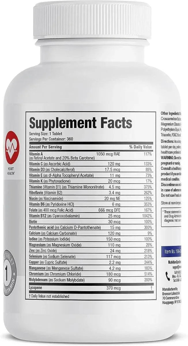 BRONSON - Bronson ONE Daily Mens 50+ Complete Multivitamin 360 Tabletas - The Red Vitamin MX - Suplementos Alimenticios - {{ shop.shopifyCountryName }}
