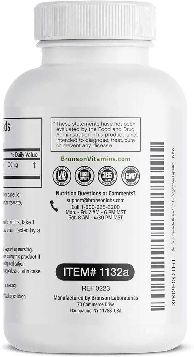 BRONSON - Bronson Rhodiola Rosea 1000Mg. 120 Capsulas - The Red Vitamin MX - Suplementos Alimenticios - {{ shop.shopifyCountryName }}