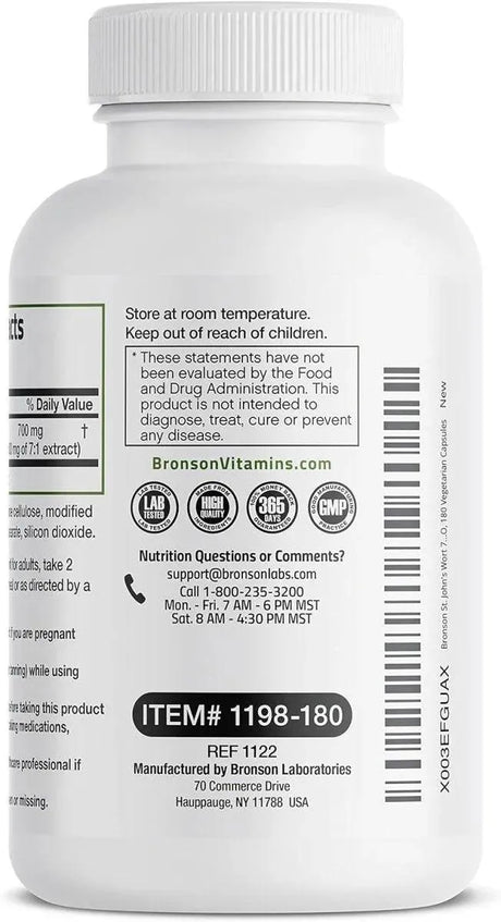 BRONSON - Bronson St. John's Wort 700Mg. 180 Capsulas - The Red Vitamin MX - Suplementos Alimenticios - {{ shop.shopifyCountryName }}
