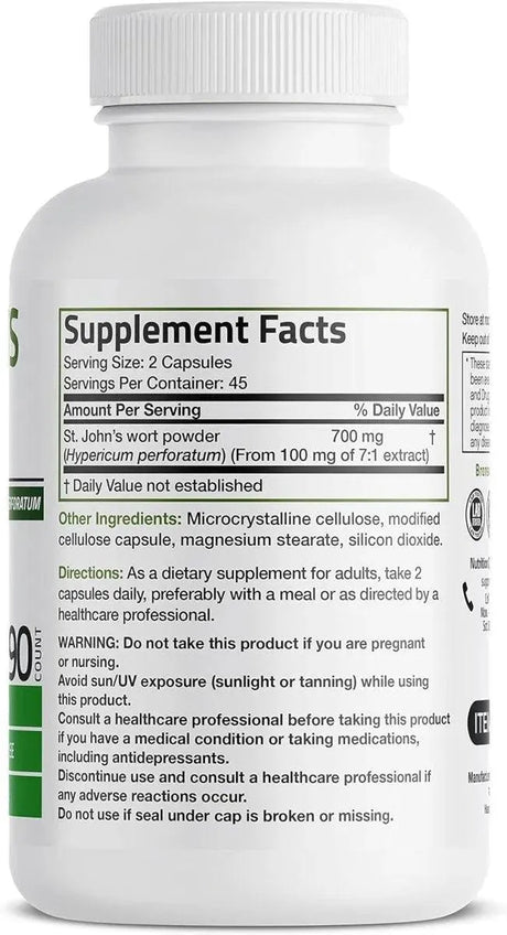 BRONSON - Bronson St. John's Wort 700Mg. 90 Capsulas - The Red Vitamin MX - Suplementos Alimenticios - {{ shop.shopifyCountryName }}