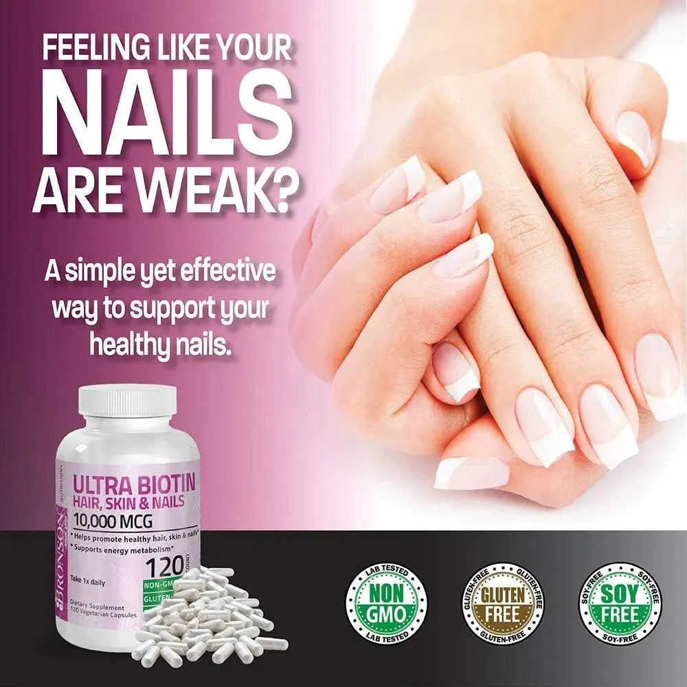 BRONSON - Bronson Ultra Biotin 10,000 mcg 120 Capsulas - The Red Vitamin MX - Suplementos Alimenticios - {{ shop.shopifyCountryName }}