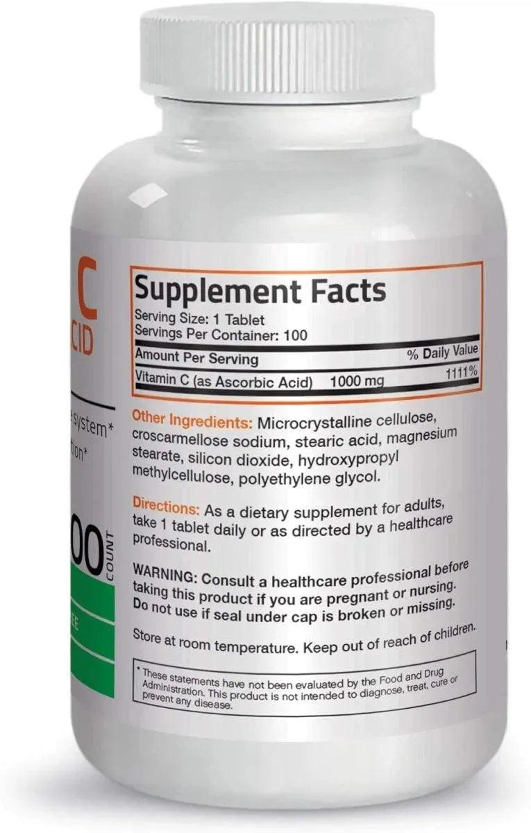 BRONSON - Bronson Vitamin C 1000Mg. Premium Non-GMO Ascorbic Acid 100 Tabletas - The Red Vitamin MX - Suplementos Alimenticios - {{ shop.shopifyCountryName }}