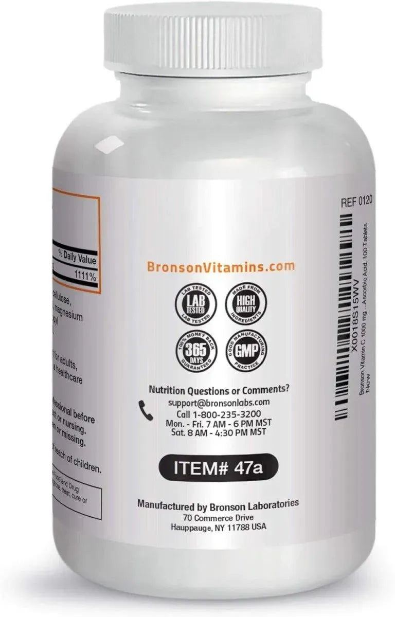 BRONSON - Bronson Vitamin C 1000Mg. Premium Non-GMO Ascorbic Acid 100 Tabletas - The Red Vitamin MX - Suplementos Alimenticios - {{ shop.shopifyCountryName }}