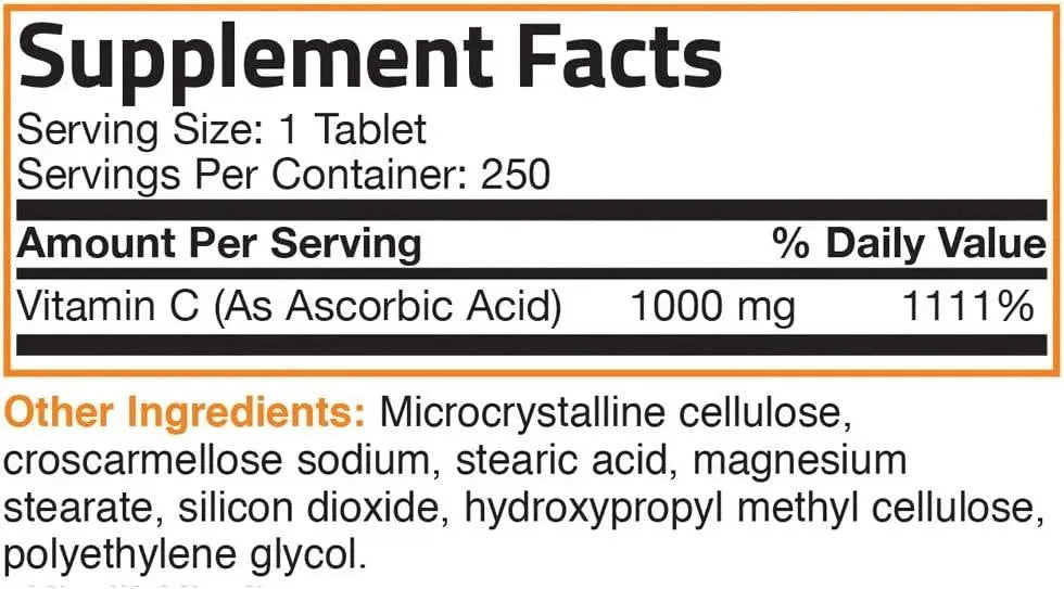 BRONSON - Bronson Vitamin C 1000Mg. Premium Non-GMO Ascorbic Acid 250 Tabletas - The Red Vitamin MX - Suplementos Alimenticios - {{ shop.shopifyCountryName }}
