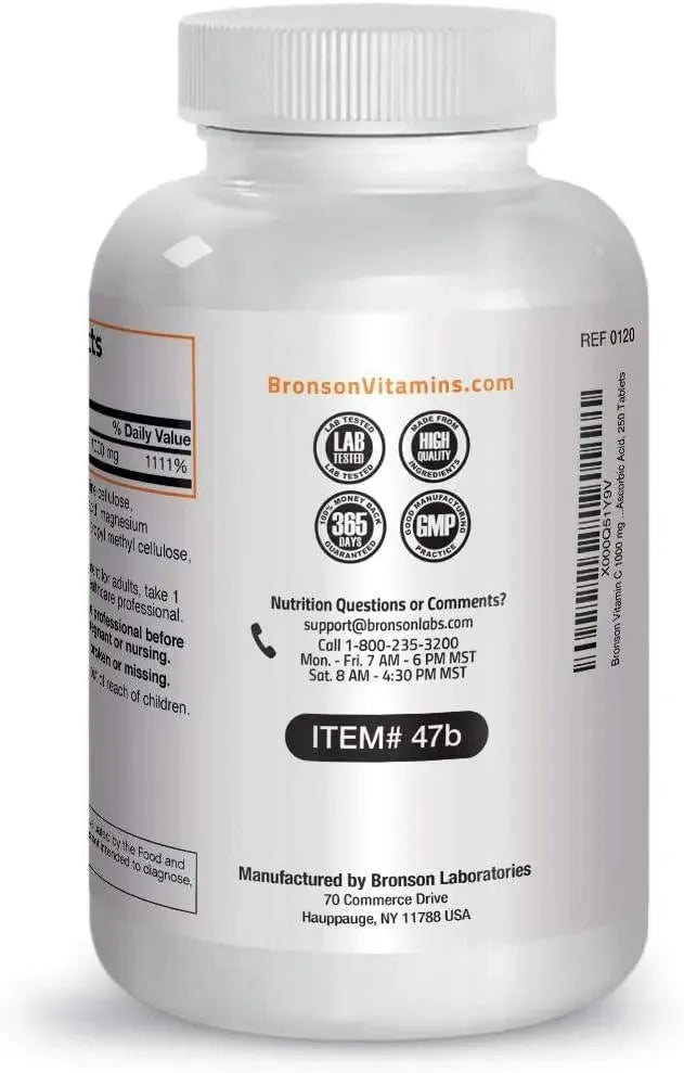 BRONSON - Bronson Vitamin C 1000Mg. Premium Non-GMO Ascorbic Acid 250 Tabletas - The Red Vitamin MX - Suplementos Alimenticios - {{ shop.shopifyCountryName }}