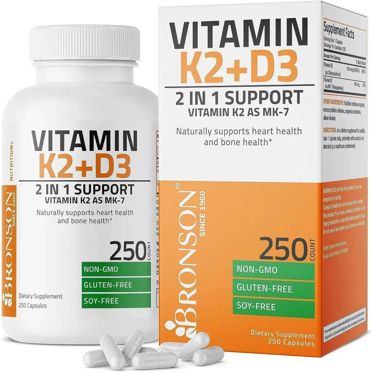 BRONSON - Bronson Vitamin K2 (MK7) with D3 250 Capsulas - The Red Vitamin MX - Suplementos Alimenticios - {{ shop.shopifyCountryName }}