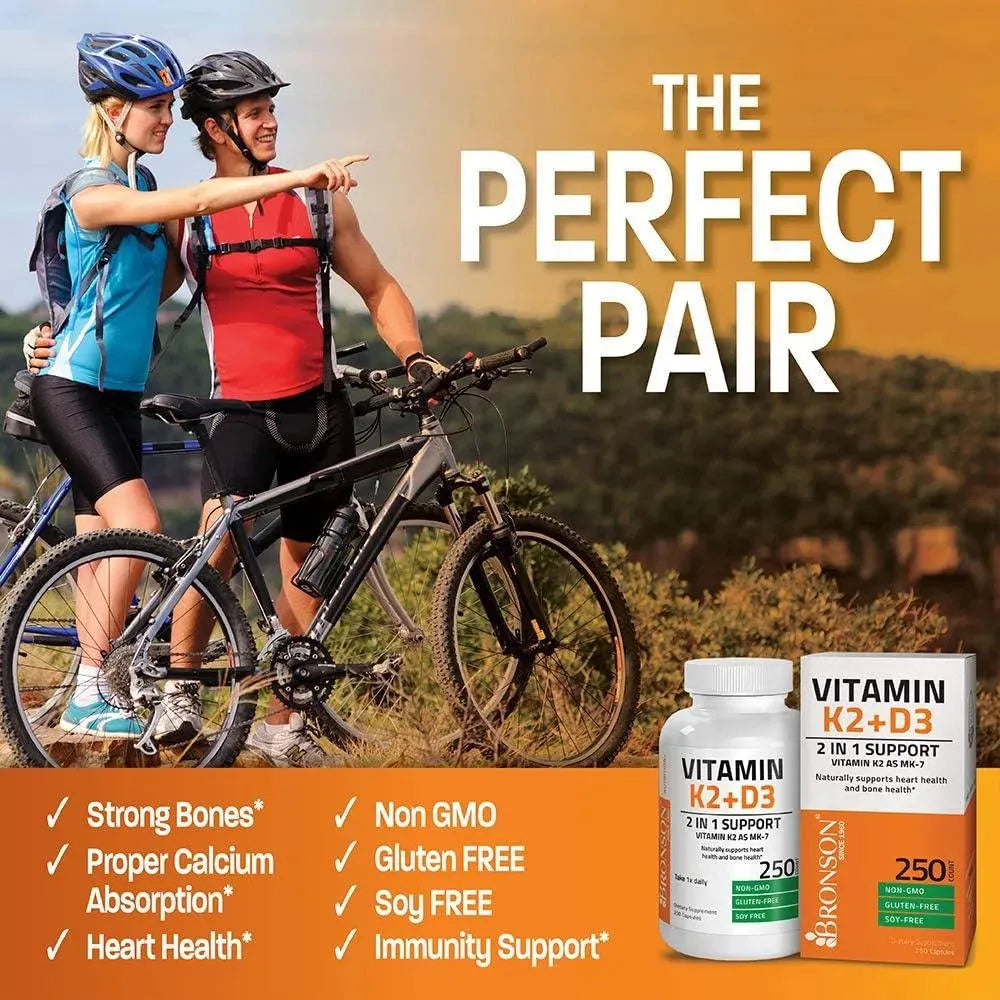 BRONSON - Bronson Vitamin K2 (MK7) with D3 250 Capsulas - The Red Vitamin MX - Suplementos Alimenticios - {{ shop.shopifyCountryName }}