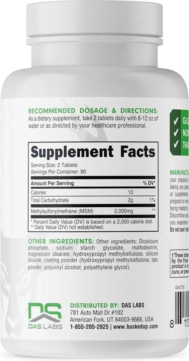 BUCKED UP - Bucked Up MSM 2000Mg. 180 Tabletas - The Red Vitamin MX - Suplementos Alimenticios - {{ shop.shopifyCountryName }}