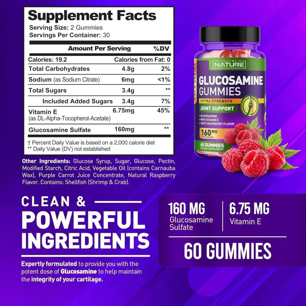 BUILT BY NATURE - Built by Nature Glucosamine Gummies with Vitamin E 60 gomitas - The Red Vitamin MX - Suplementos Alimenticios - {{ shop.shopifyCountryName }}