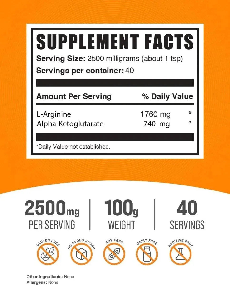 BULK SUPPLEMENTS - Bulk Supplements AAKG Arginine Alpha-Ketoglutarate Powder 100Gr. - The Red Vitamin MX - Suplementos Alimenticios - {{ shop.shopifyCountryName }}