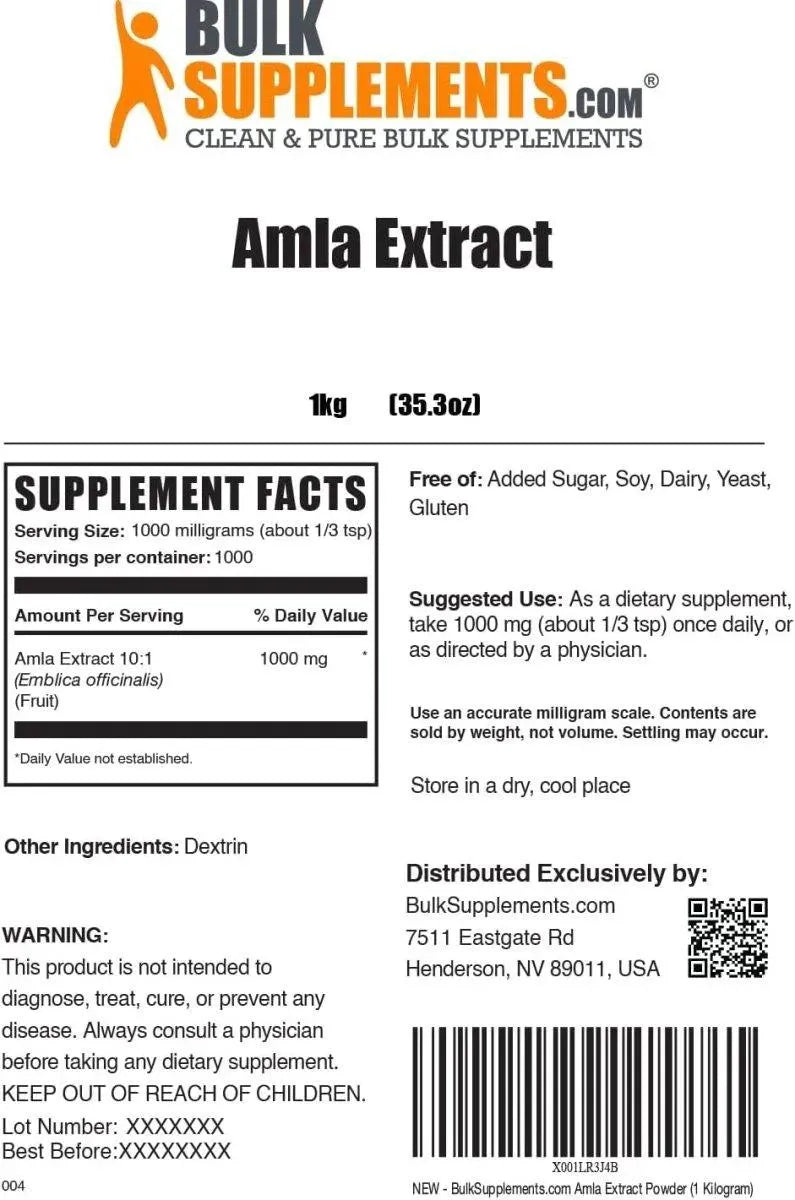 BULK SUPPLEMENTS - Bulk Supplements Amla Extract Powder 1 Kg. - The Red Vitamin MX - Suplementos Alimenticios - {{ shop.shopifyCountryName }}