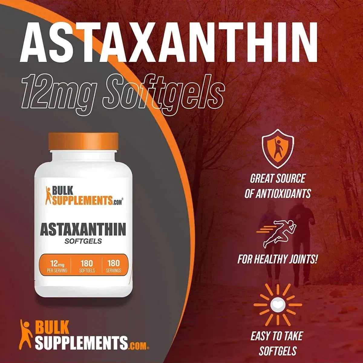 BULK SUPPLEMENTS - Bulk Supplements Astaxanthin 12Mg. 180 Capsulas Blandas - The Red Vitamin MX - Suplementos Alimenticios - {{ shop.shopifyCountryName }}
