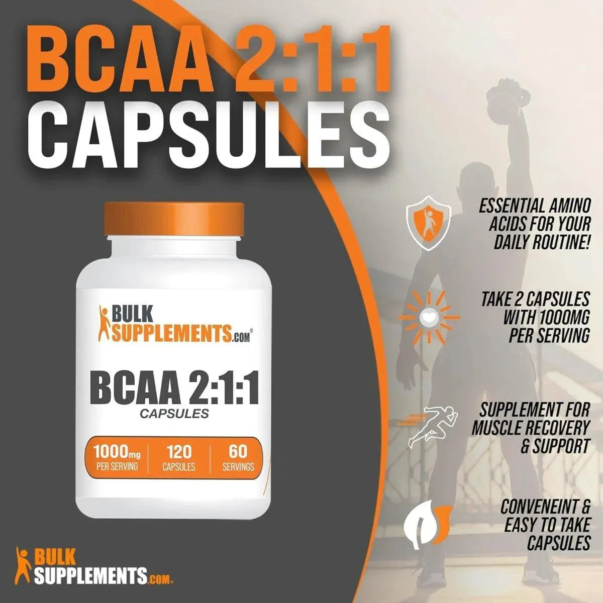 BULK SUPPLEMENTS - Bulk Supplements BCAA 2:1:1 1000Mg. 120 Capsulas - The Red Vitamin MX - Suplementos Alimenticios - {{ shop.shopifyCountryName }}
