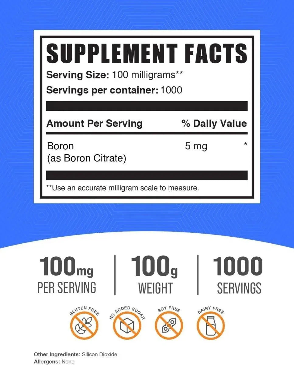 BULK SUPPLEMENTS - Bulk Supplements Boron Citrate Powder 100Gr. - The Red Vitamin MX - Suplementos Alimenticios - {{ shop.shopifyCountryName }}