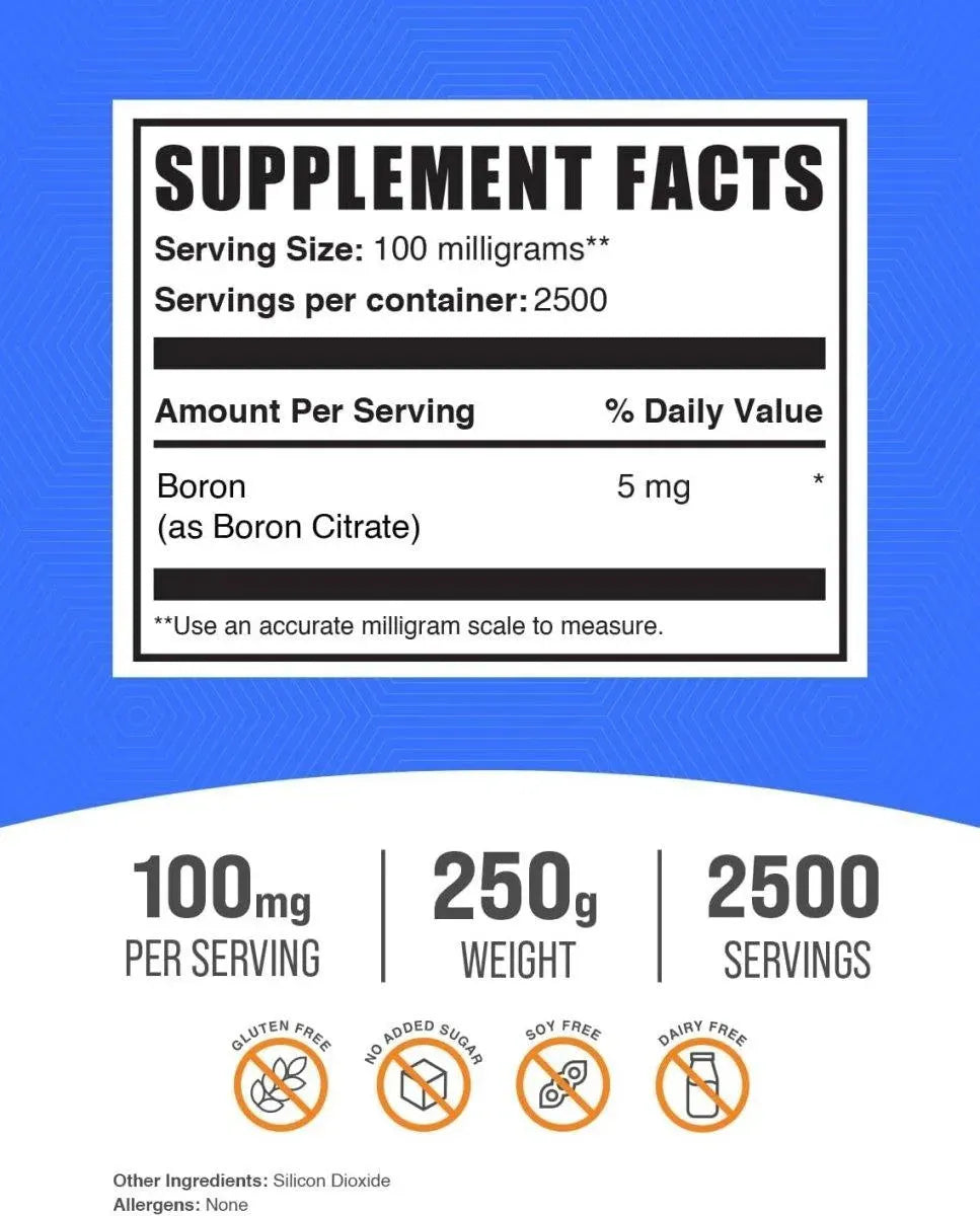 BULK SUPPLEMENTS - Bulk Supplements Boron Citrate Powder 250Gr. - The Red Vitamin MX - Suplementos Alimenticios - {{ shop.shopifyCountryName }}