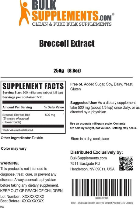 BULK SUPPLEMENTS - Bulk Supplements Broccoli Extract Powder Sulforaphane 250Gr. - The Red Vitamin MX - Suplementos Alimenticios - {{ shop.shopifyCountryName }}