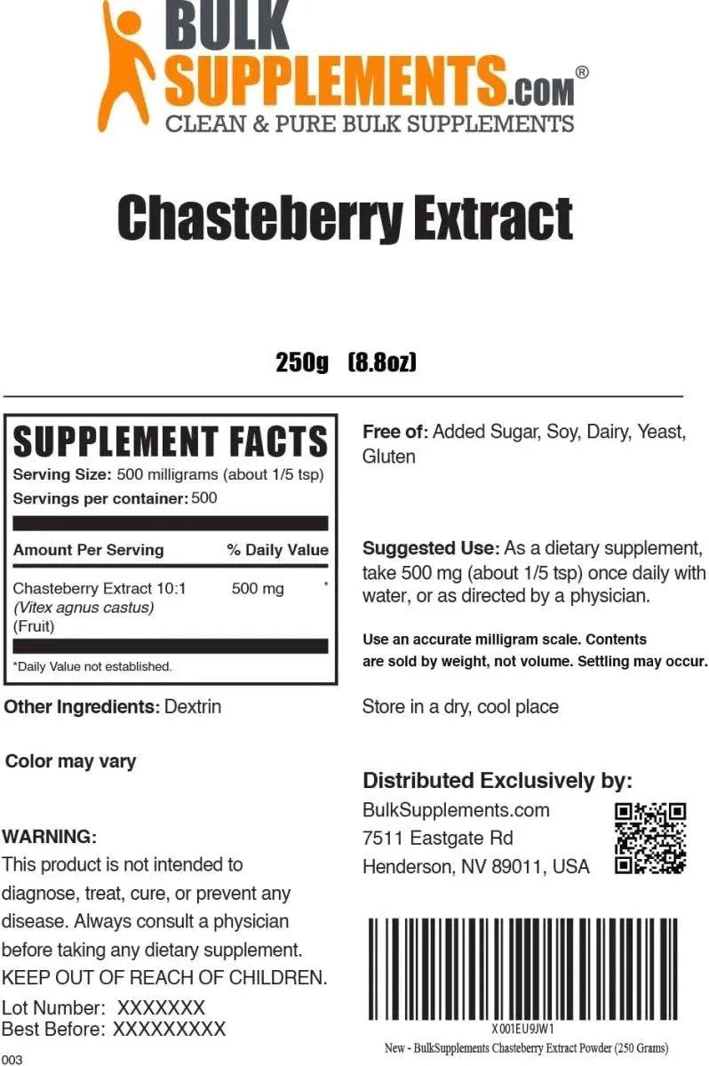 BULK SUPPLEMENTS - Bulk Supplements Chasteberry Extract Powder 250Gr. - The Red Vitamin MX - Suplementos Alimenticios - {{ shop.shopifyCountryName }}