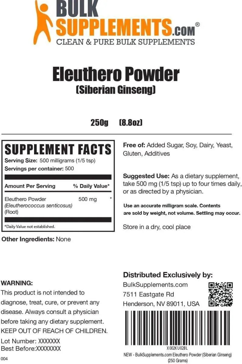 BULK SUPPLEMENTS - Bulk Supplements Eleuthero Root Powder 250Gr. - The Red Vitamin MX - Suplementos Alimenticios - {{ shop.shopifyCountryName }}