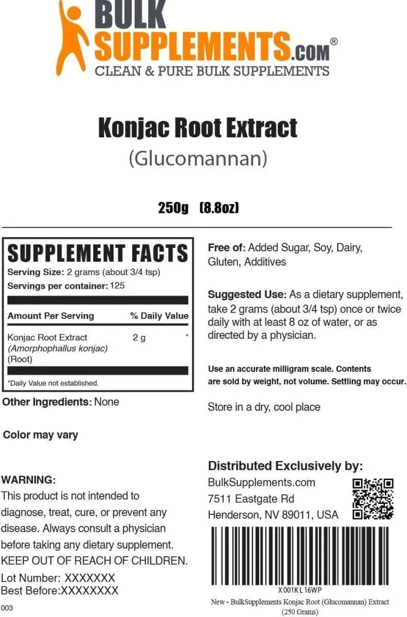 BULK SUPPLEMENTS - Bulk Supplements Glucomannan Powder 250Gr. - The Red Vitamin MX - Suplementos Alimenticios - {{ shop.shopifyCountryName }}