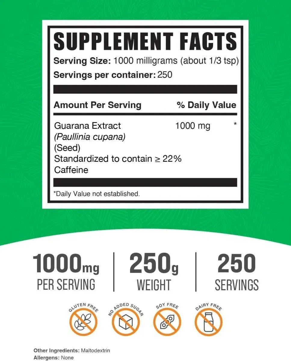 BULK SUPPLEMENTS - Bulk Supplements Guarana Extract Powder 250Gr. - The Red Vitamin MX - Suplementos Alimenticios - {{ shop.shopifyCountryName }}