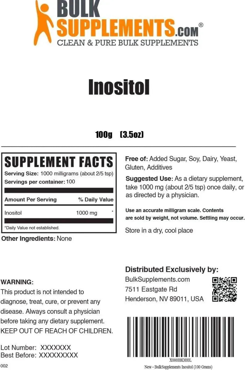 BULK SUPPLEMENTS - Bulk Supplements Inositol Powder 100Gr. - The Red Vitamin MX - Suplementos Alimenticios - {{ shop.shopifyCountryName }}