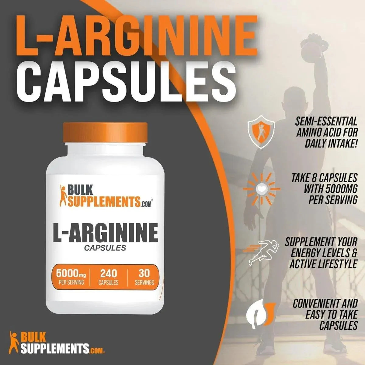 BULK SUPPLEMENTS - Bulk Supplements L-Arginine 5000Mg. 240 Capsulas - The Red Vitamin MX - Suplementos Alimenticios - {{ shop.shopifyCountryName }}