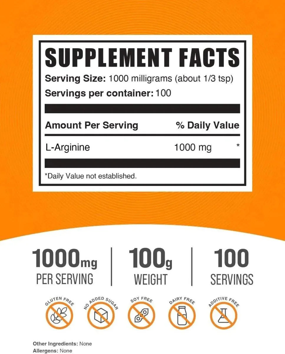 BULK SUPPLEMENTS - Bulk Supplements L-Arginine Powder 100Gr. - The Red Vitamin MX - Suplementos Alimenticios - {{ shop.shopifyCountryName }}