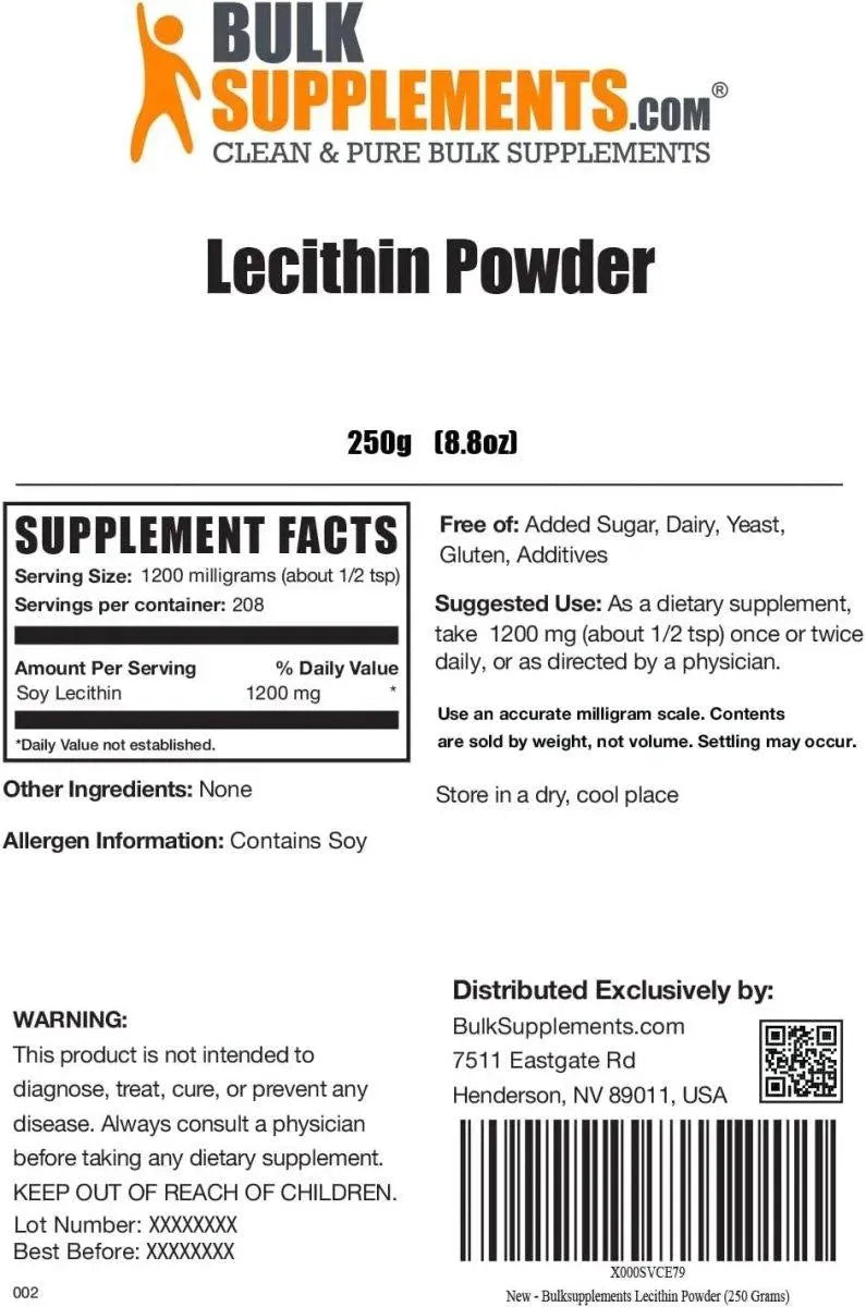 BULK SUPPLEMENTS - Bulk Supplements Lecithin Powder 250Gr. - The Red Vitamin MX - Suplementos Alimenticios - {{ shop.shopifyCountryName }}