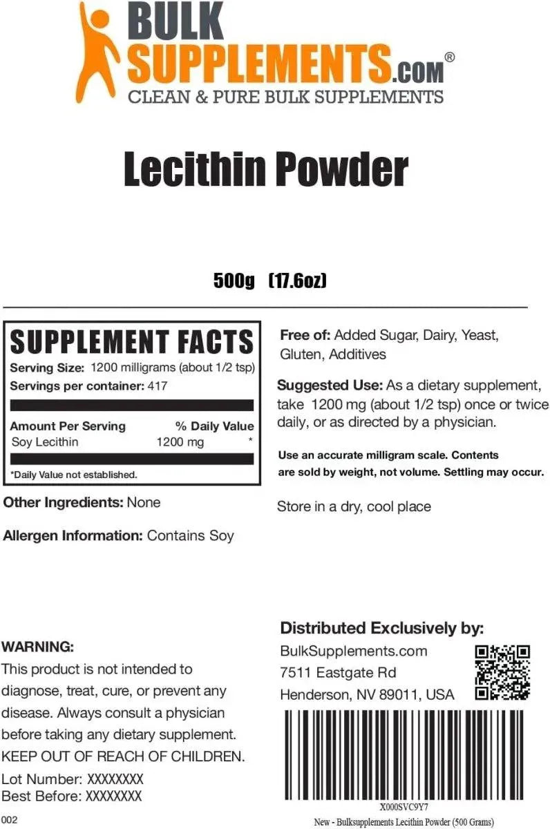 BULK SUPPLEMENTS - Bulk Supplements Lecithin Powder 500Gr. - The Red Vitamin MX - Suplementos Alimenticios - {{ shop.shopifyCountryName }}