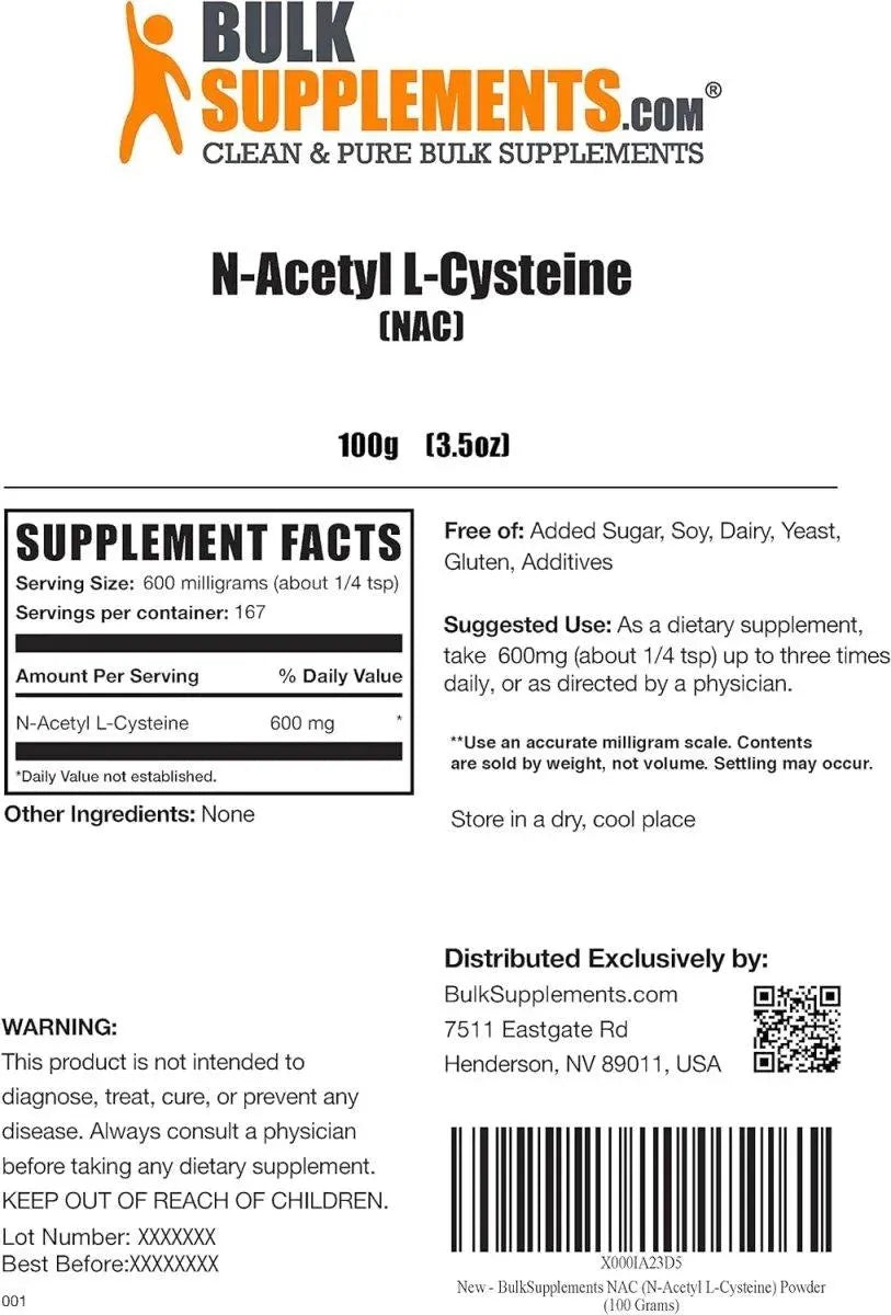 BULK SUPPLEMENTS - Bulk Supplements NAC Powder 100Gr. - The Red Vitamin MX - Suplementos Alimenticios - {{ shop.shopifyCountryName }}