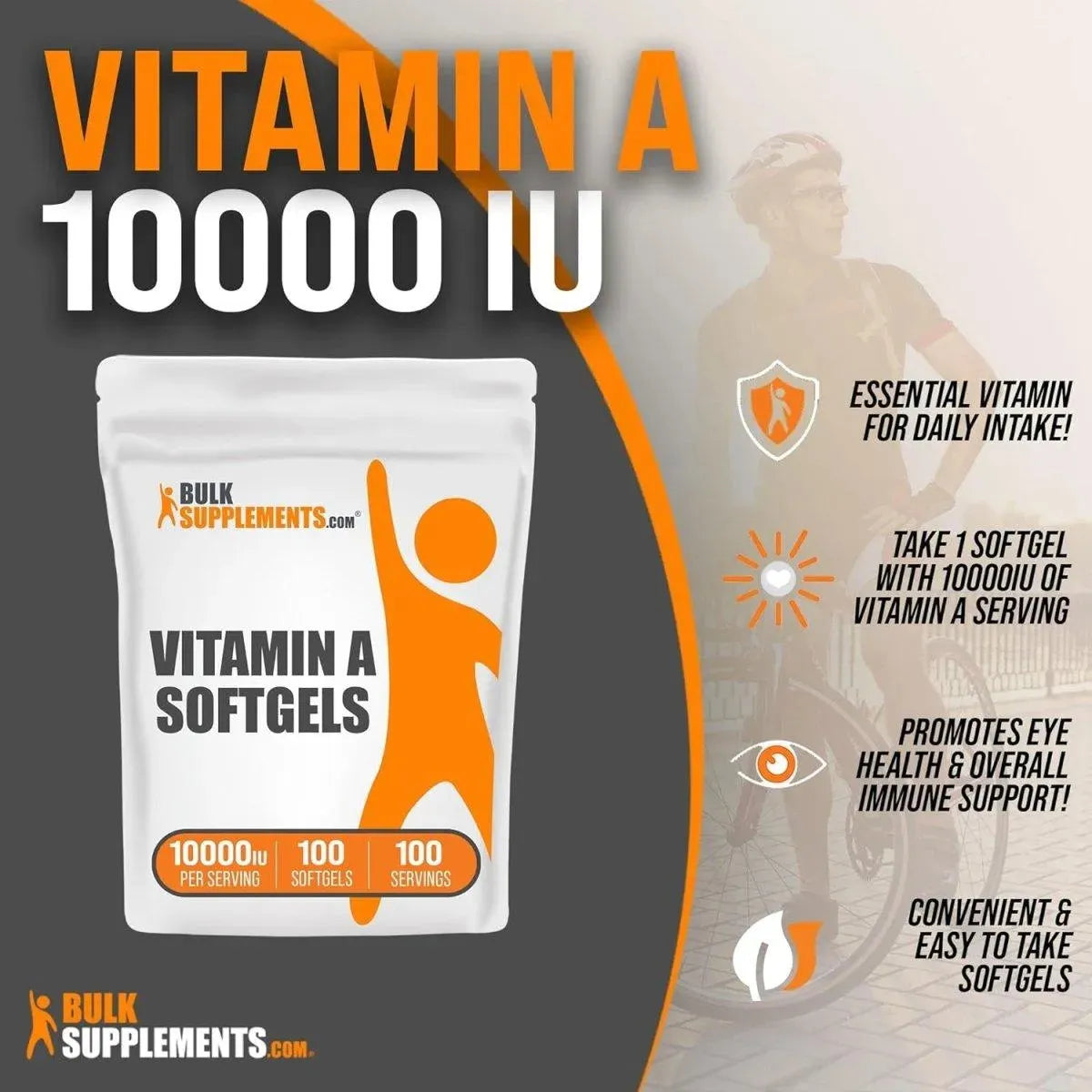 BULK SUPPLEMENTS - Bulk Supplements Vitamin A 10000 IU 100 Capsulas Blandas - The Red Vitamin MX - Suplementos Alimenticios - {{ shop.shopifyCountryName }}