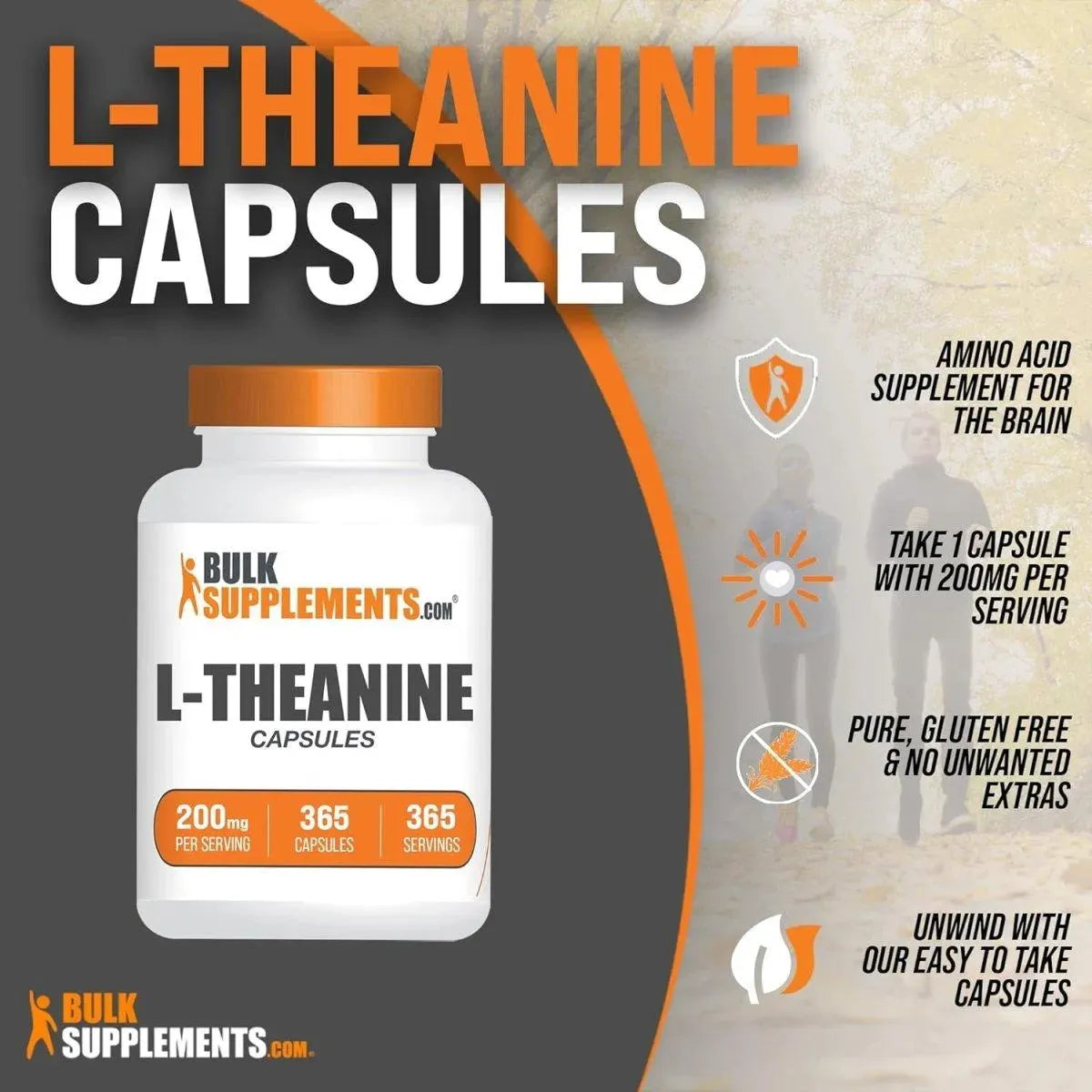 BULK SUPPLEMENTS - BulkSupplements L-Theanine 200Mg. 365 Capsulas - The Red Vitamin MX - Suplementos Alimenticios - {{ shop.shopifyCountryName }}