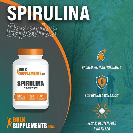 BULK SUPPLEMENTS - BulkSupplements Spirulina 500Mg. 180 Capsulas - The Red Vitamin MX - Suplementos Alimenticios - {{ shop.shopifyCountryName }}