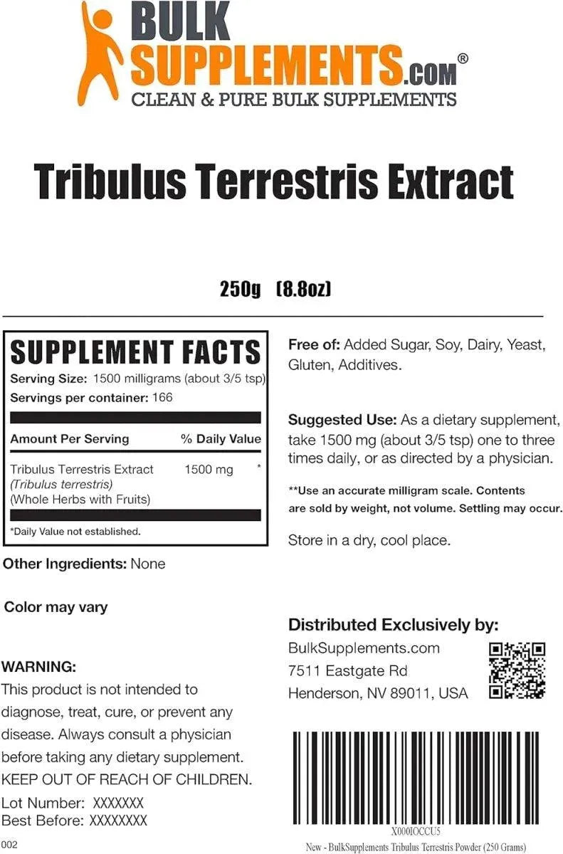 BULK SUPPLEMENTS - BulkSupplements Tribulus Terrestris Extract Powder 250Gr. - The Red Vitamin MX - Suplementos Alimenticios - {{ shop.shopifyCountryName }}