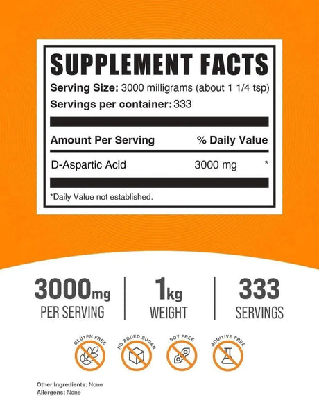 BULK SUPPLEMENTS - Bulk Supplements D-Aspartic Acid Powder 1 Kg. - The Red Vitamin MX - Suplementos Alimenticios - {{ shop.shopifyCountryName }}