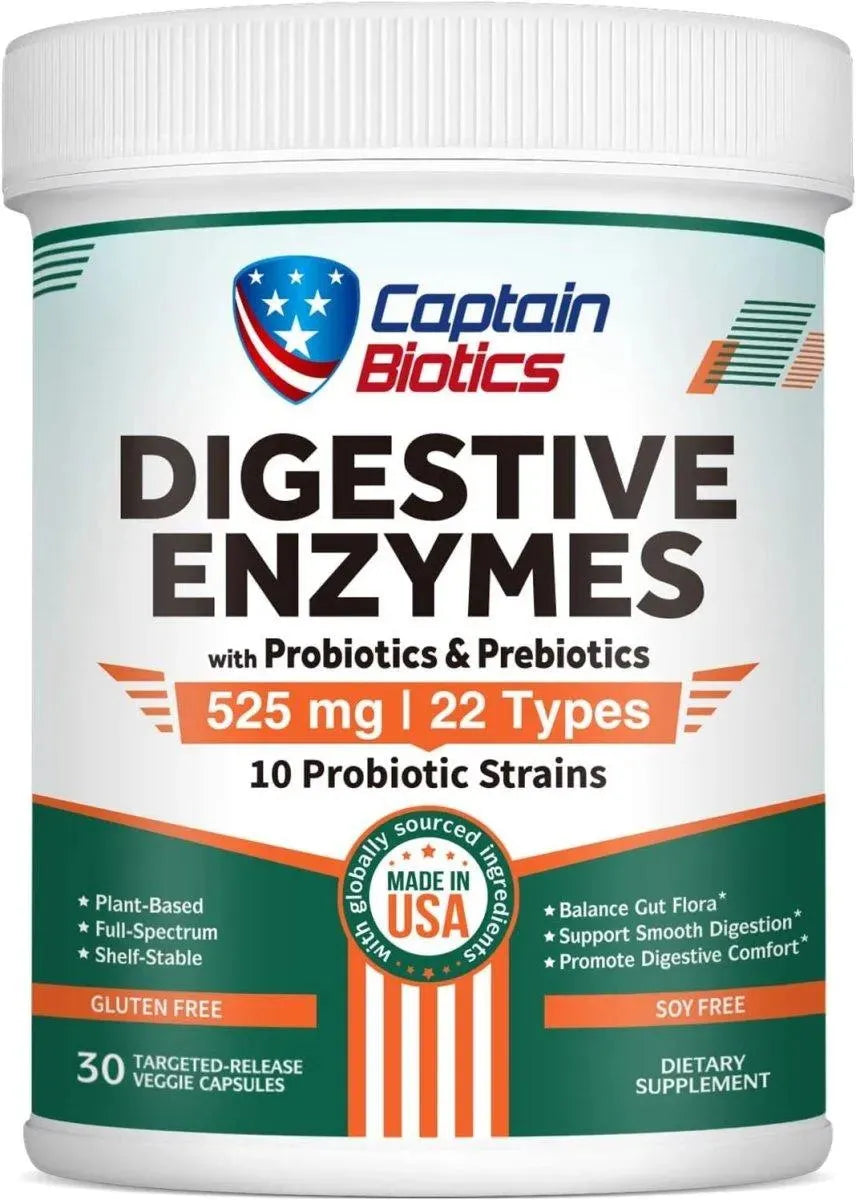 CAPTAIN BIOTICS - Captain Biotics Digestive Enzymes 525Mg. 30 Capsulas - The Red Vitamin MX - Suplementos Alimenticios - {{ shop.shopifyCountryName }}