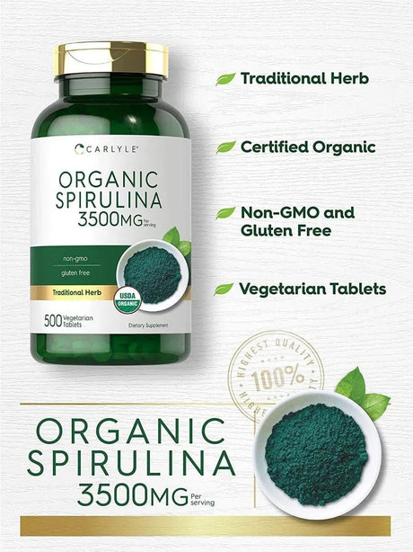 CARLYLE - Carlyle Organic Spirulina Capsules 3500Mg. 500 Tabletas - The Red Vitamin MX - Suplementos Alimenticios - {{ shop.shopifyCountryName }}