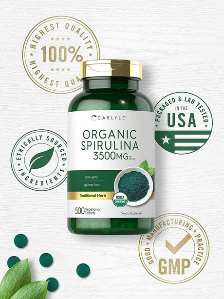 CARLYLE - Carlyle Organic Spirulina Capsules 3500Mg. 500 Tabletas - The Red Vitamin MX - Suplementos Alimenticios - {{ shop.shopifyCountryName }}