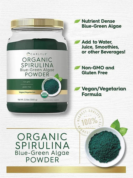 CARLYLE - Carlyle Organic Spirulina Powder 1000Gr. - The Red Vitamin MX - Suplementos Alimenticios - {{ shop.shopifyCountryName }}