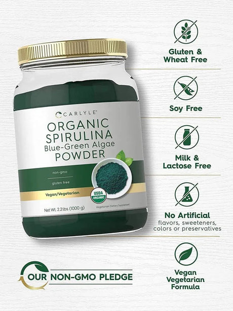 CARLYLE - Carlyle Organic Spirulina Powder 1000Gr. - The Red Vitamin MX - Suplementos Alimenticios - {{ shop.shopifyCountryName }}