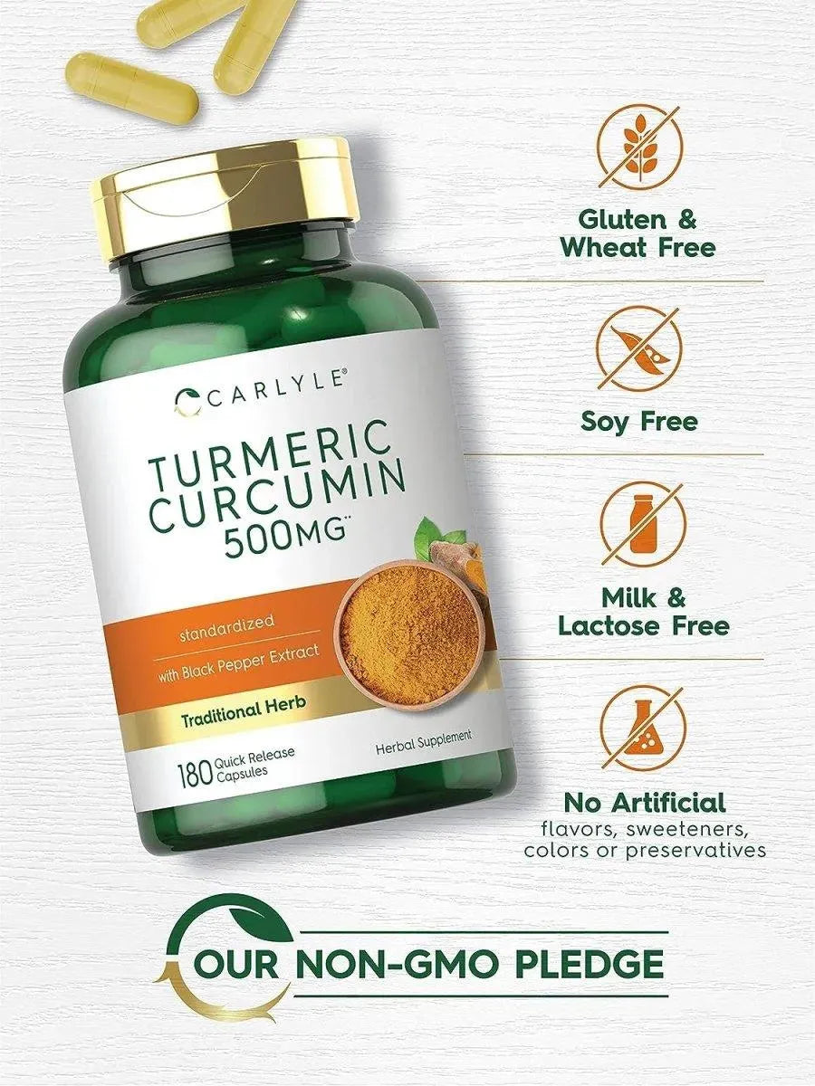 CARLYLE - Carlyle Turmeric Curcumin with Bioperine 500Mg. 180 Capsulas - The Red Vitamin MX - Suplementos Alimenticios - {{ shop.shopifyCountryName }}