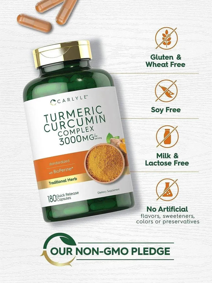 CARLYLE - Carlyle Turmeric Curcumin with Black Pepper 3000Mg. 180 Capsulas - The Red Vitamin MX - Suplementos Alimenticios - {{ shop.shopifyCountryName }}