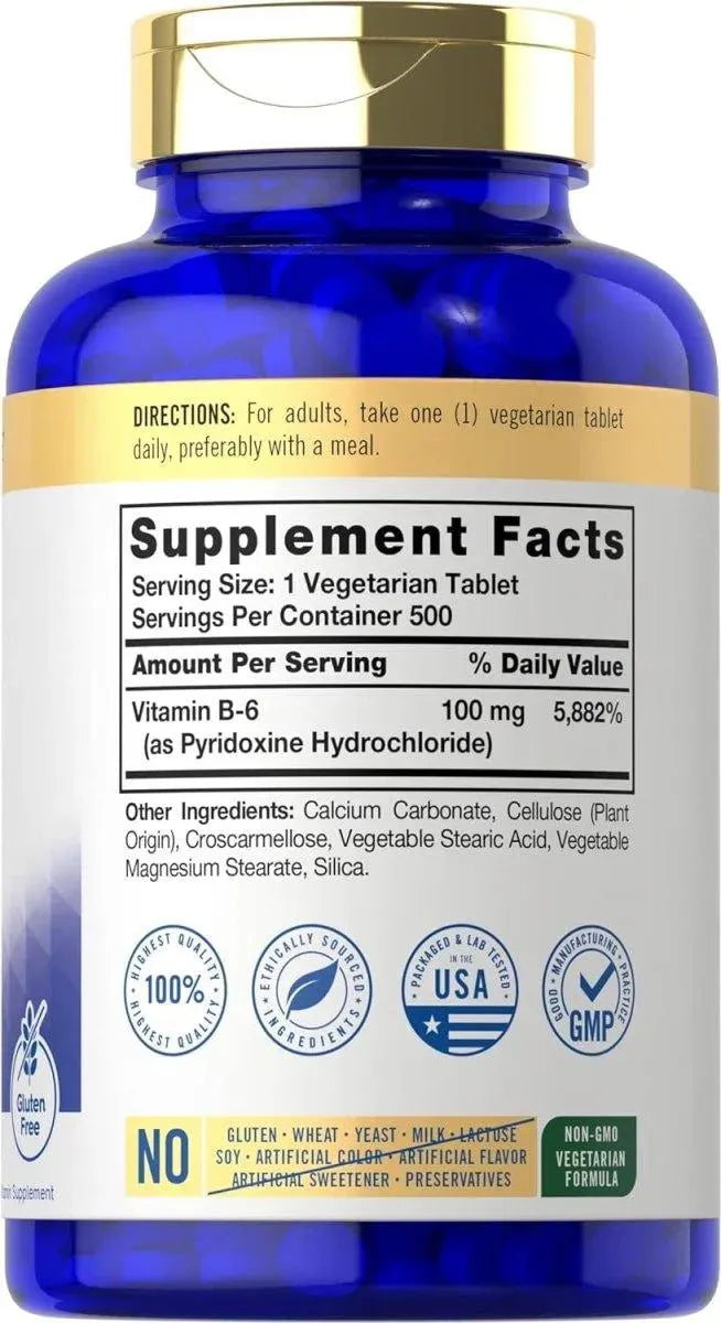 CARLYLE - Carlyle Vitamin B6 100Mg. 500 Tabletas - The Red Vitamin MX - Suplementos Alimenticios - {{ shop.shopifyCountryName }}
