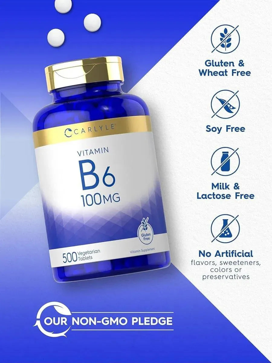 CARLYLE - Carlyle Vitamin B6 100Mg. 500 Tabletas - The Red Vitamin MX - Suplementos Alimenticios - {{ shop.shopifyCountryName }}