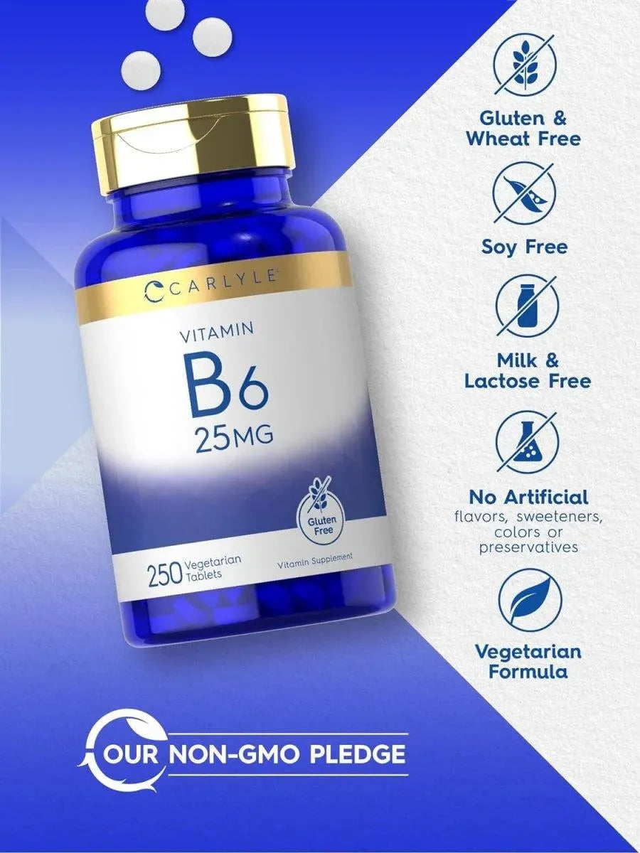 CARLYLE - Carlyle Vitamin B6 25Mg. 250 Tabletas - The Red Vitamin MX - Suplementos Alimenticios - {{ shop.shopifyCountryName }}