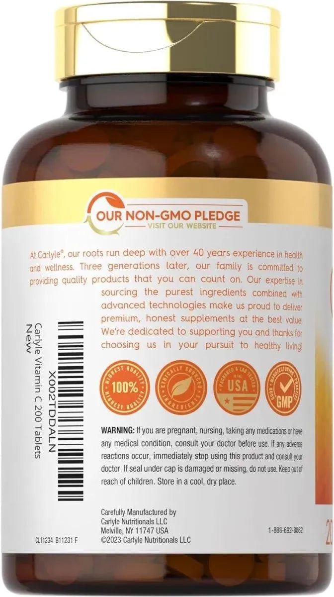 CARLYLE - Carlyle Vitamin C with Rose HIPS 500Mg. 200 Tabletas - The Red Vitamin MX - Suplementos Alimenticios - {{ shop.shopifyCountryName }}