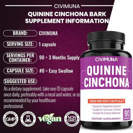 CIVIMUNA - CIVIMUNA Quinine Cinchona Bark 5050Mg. 90 Capsulas - The Red Vitamin MX - Suplementos Alimenticios - {{ shop.shopifyCountryName }}