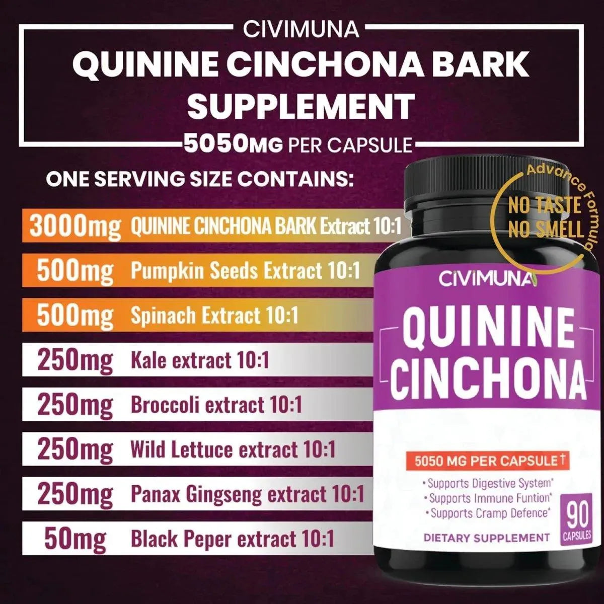 CIVIMUNA - CIVIMUNA Quinine Cinchona Bark 5050Mg. 90 Capsulas - The Red Vitamin MX - Suplementos Alimenticios - {{ shop.shopifyCountryName }}